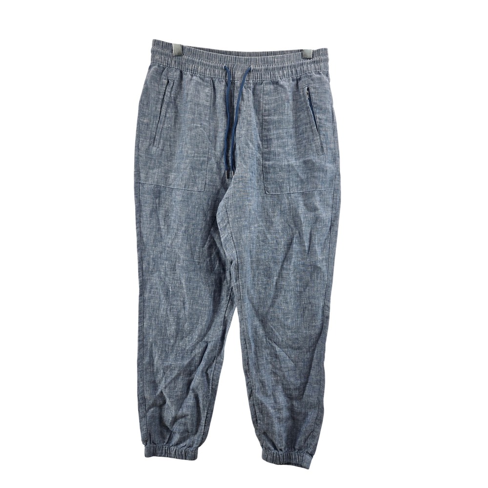 Athleta Womens Blue 100% Linen Jogger Pants Elastic‎ Waist Relaxed Size 8 Resort